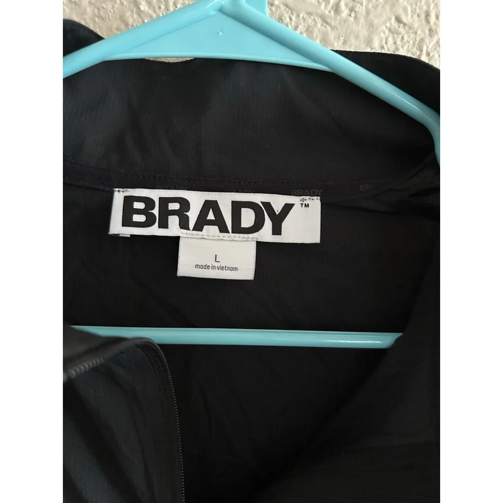 BRADY‎ BRAND Jacket Mens Large Zero Weight Train Half Zip Pullover Black Onyx